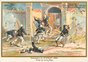 Soldats français capturant Kep, Tonkin, Guerre sino-française, 1884 - French School
